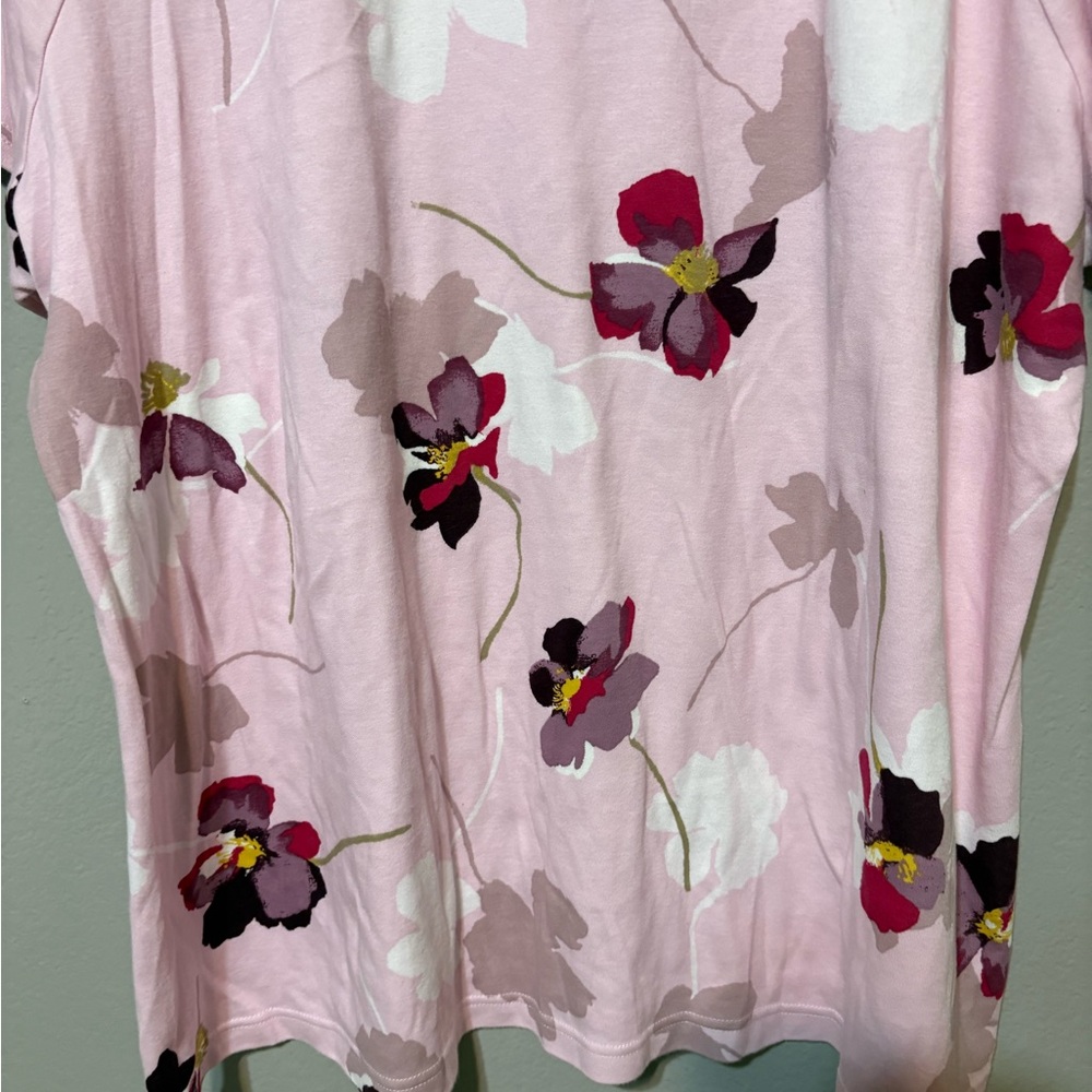 Women’s Croft & Barrow Pink Floral Short-Sleeve Tee Size 2X - Picture 3 of 6